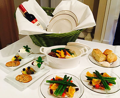 Dinner basket at our romantic Virginia bed and breakfast